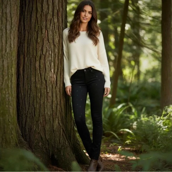 PAIGE Verdugo Cleo Jewel Embellished Black Skinny Jeans Size 29 - Picture 4 of 12